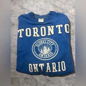 Pull&Bear Toronto Ontario royal cobalt blue graphic tree sweatshirt jumper small